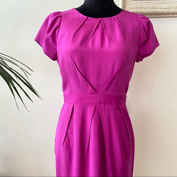 Jayson Brundson Black Label Cocktail Pink Mini Silk Baloon Sleeves Pink Dress 8 - Picture 5 of 10